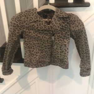 Gray leopard  denim jean jacket